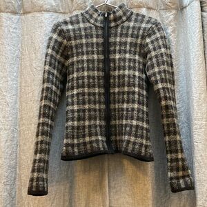 Jones New York Plaid Sweater - Black and Gray